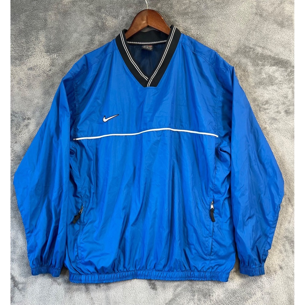 Vintage Nike Training Pullover Jacket Mens Medium Blue Warmup Nylon Pockets
